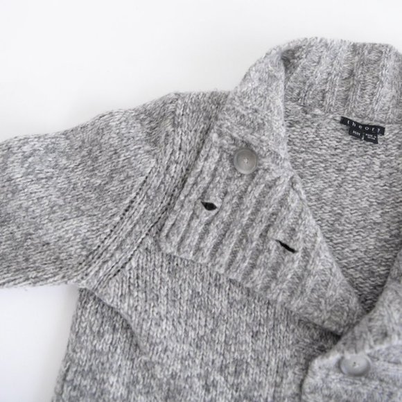 Theory Grey Knit Button Up Cardigan Size Medium - Picture 9 of 12
